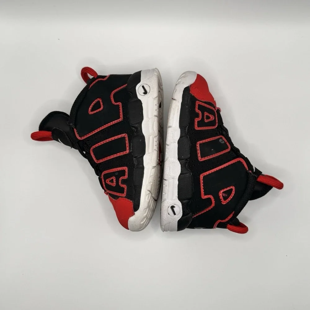 Nike Black Red Athletic Air‎ More Uptempo Boys Shoes Sneakers Size 6C Sports